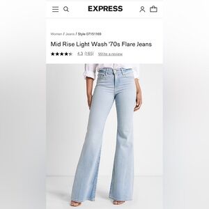 Express - Mid Rise Light Wash '70s Flare Jeans